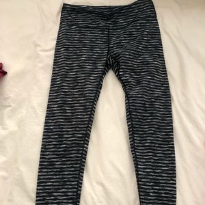 Black and grey/white striped Zella workout pants